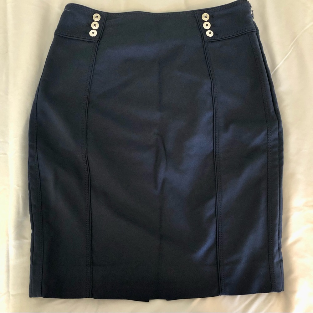 Navy Pencil Mini Skirt White House Black Market